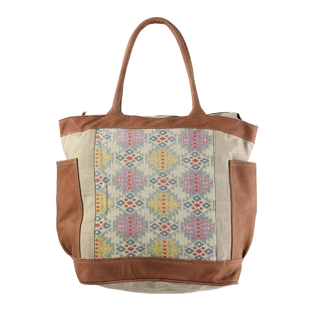 OHLAY KB268 TOTE Upcycled Wool Canvas Genuine Leather women bag western handbag purse