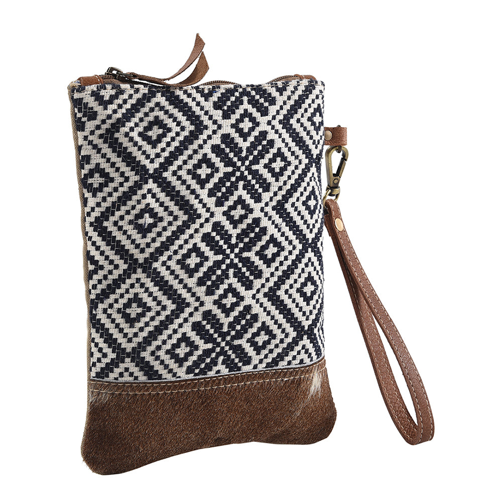 OHLAY WRISTLET Upcycled Wool Canvas Genuine Leather women bag western handbag purse