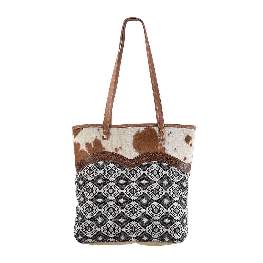 OHLAY KB281 TOTE Upcycled Wool Canvas Embossed Hair-on Genuine Leather women bag western handbag purse