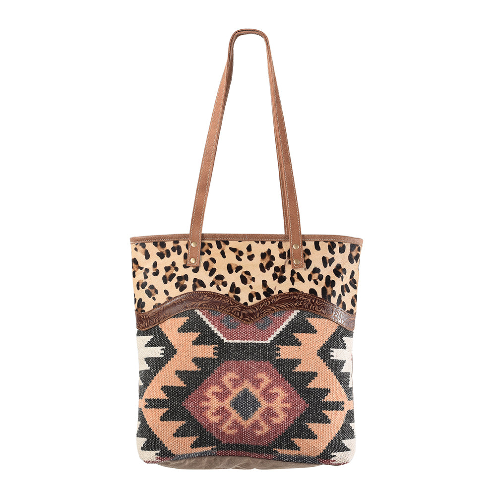 OHLAY KB282 TOTE Upcycled Wool Canvas Embossed Hair-on Genuine Leather women bag western handbag purse