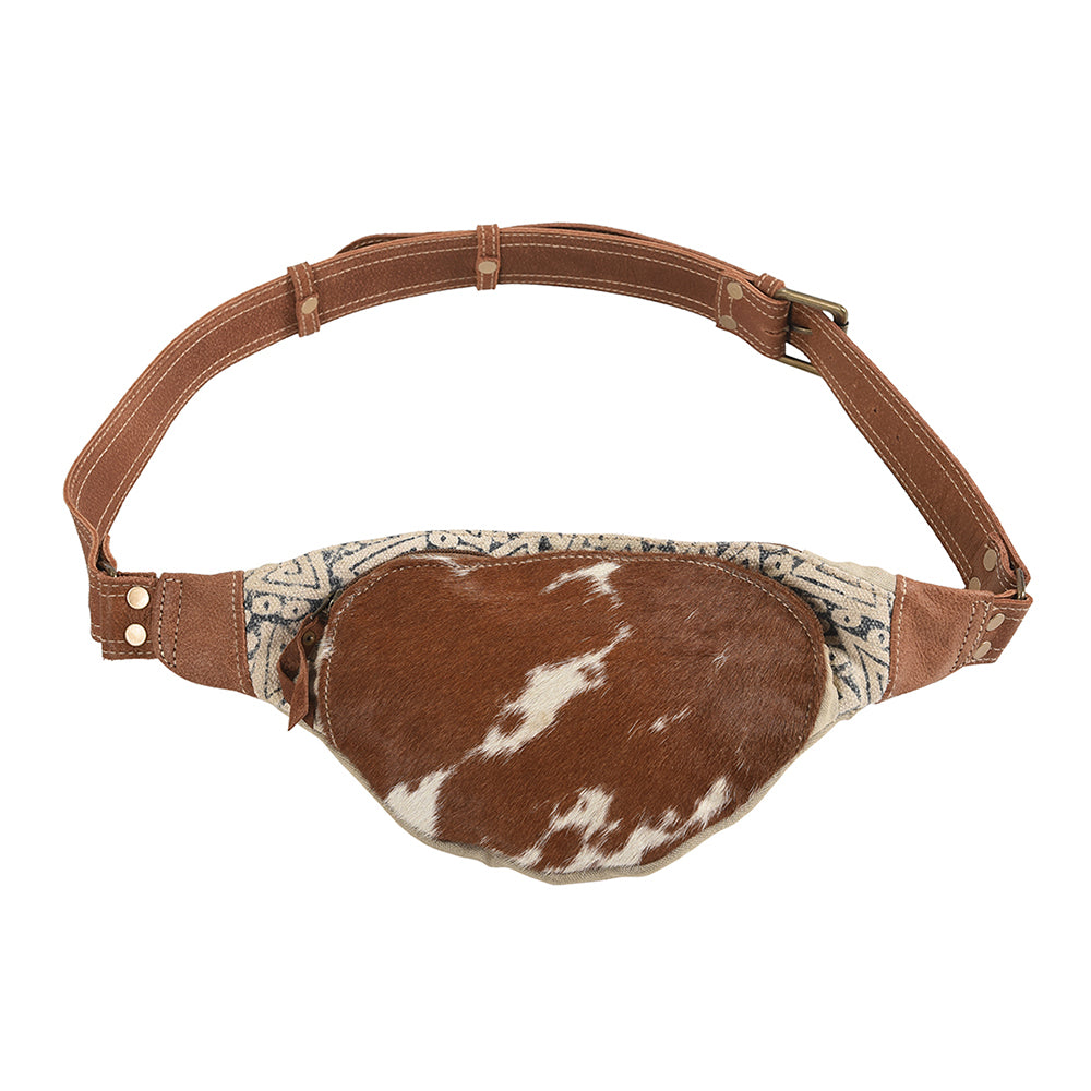 OHLAY Fanny Pack Upcycled Canvas Hair-On Genuine Leather Women Bag Western Handbag Purse | Handbags Belt for Womens Summer