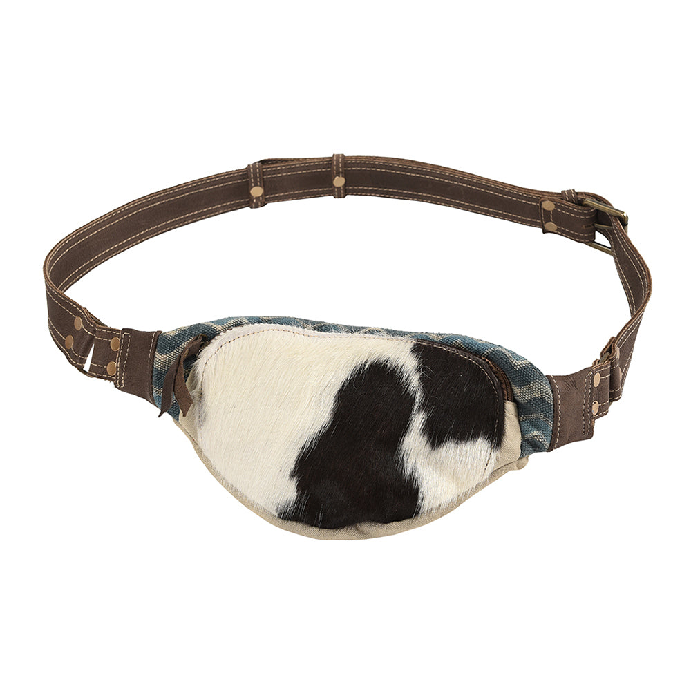 OHLAY Fanny Pack Upcycled Canvas Hair-On Genuine Leather Women Bag Western Handbag Purse | Handbags Belt for Womens Summer