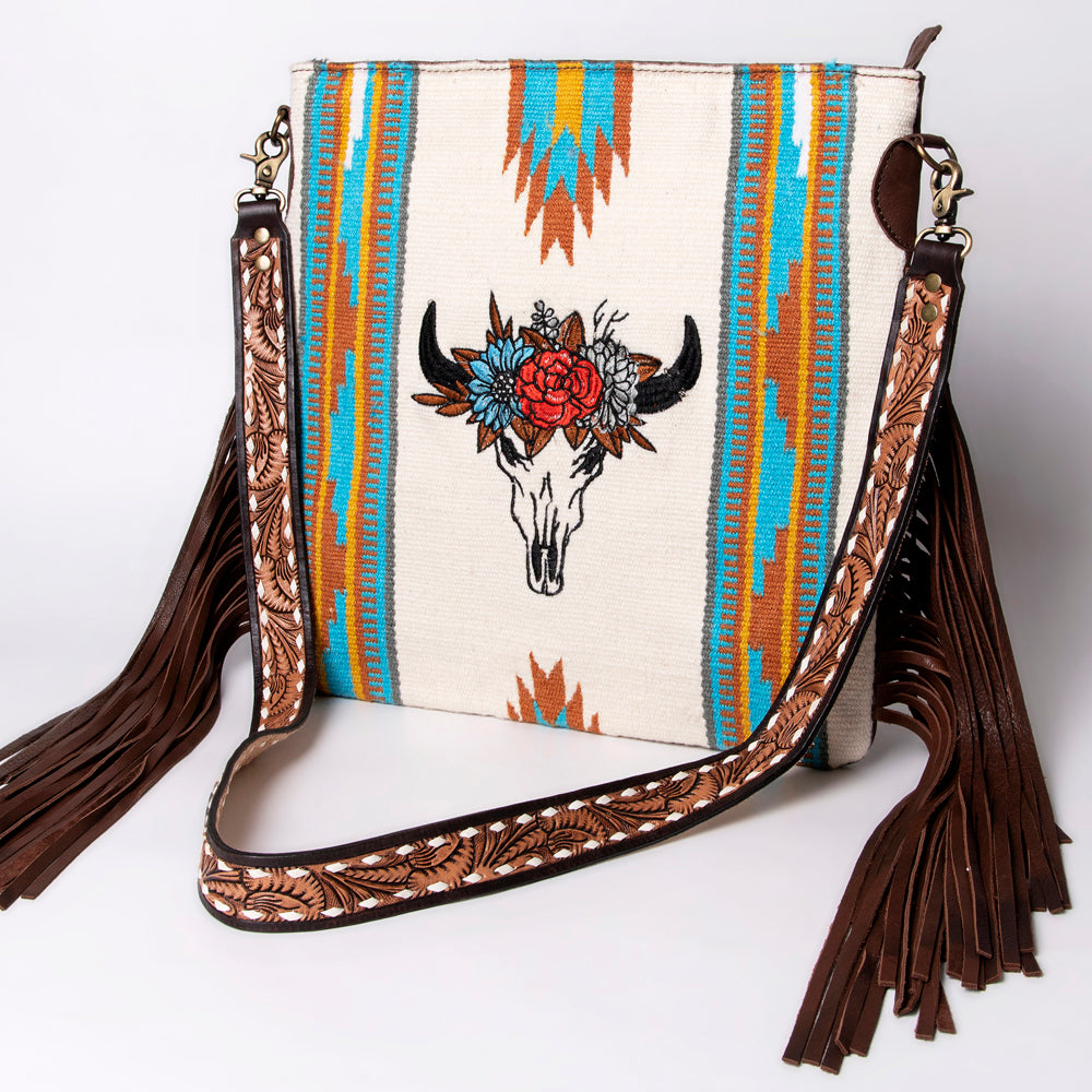 American Darling Messenger Saddle Blanket Fabric Genuine Leather Western Women Bag Handbag Purse Travel Bags College