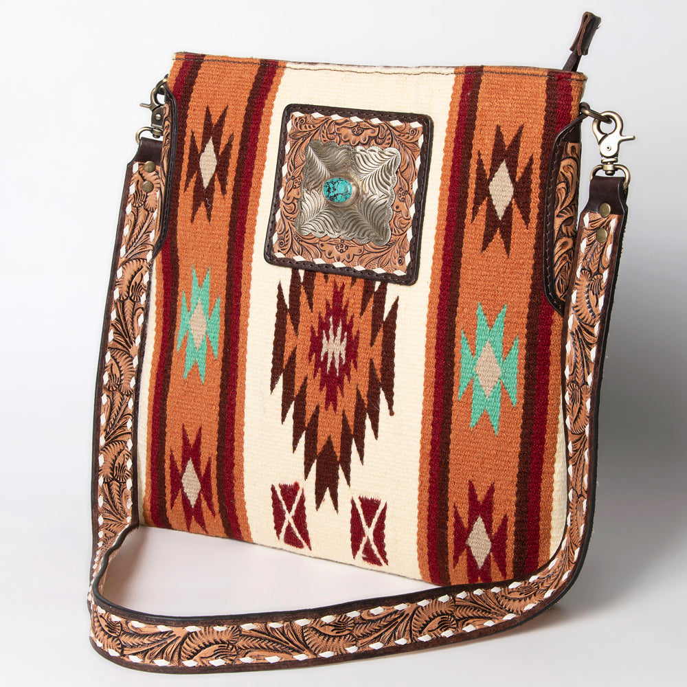 American Darling Large Crossbody Hand Tooled Saddle Blanket Genuine Leather Western Women Bag Handbag Purse | for Cute