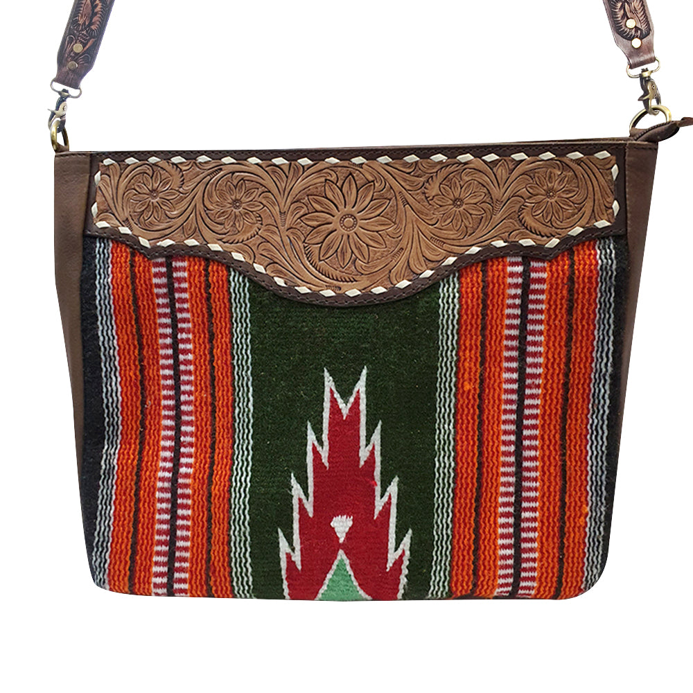 American Darling Messenger Hand Tooled Saddle Blanket Genuine Leather Women Bag Western Handbag Purse | Cute