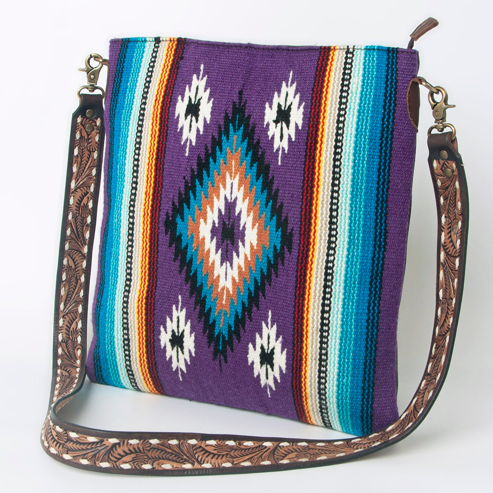 American Darling Large Crossbody Saddle Blanket Fabric Genuine Leather Western Women Bag Handbag Purse Travel Bags College