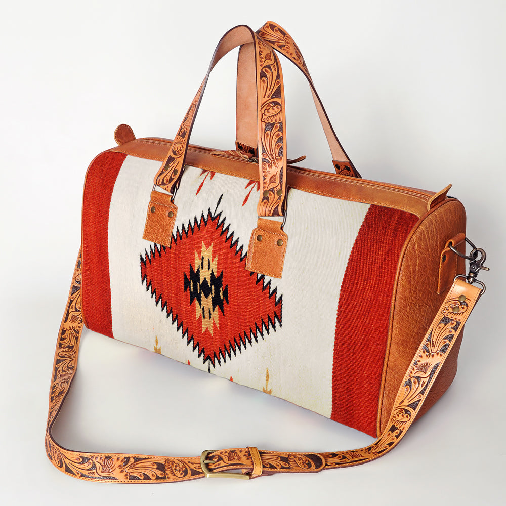 American Darling Duffel Saddle Blanket Genuine Leather Western Women Bag | Handbag Duffel Weekend Travel Bags for