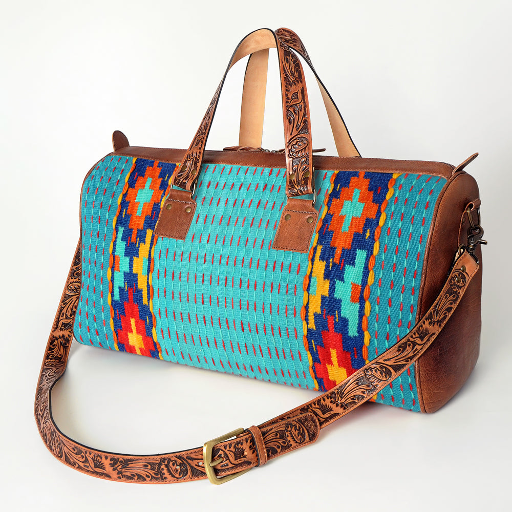 American Darling Duffel Saddle Blanket Genuine Leather Western Women Bag | Handbag Duffel Weekend Travel Bags for