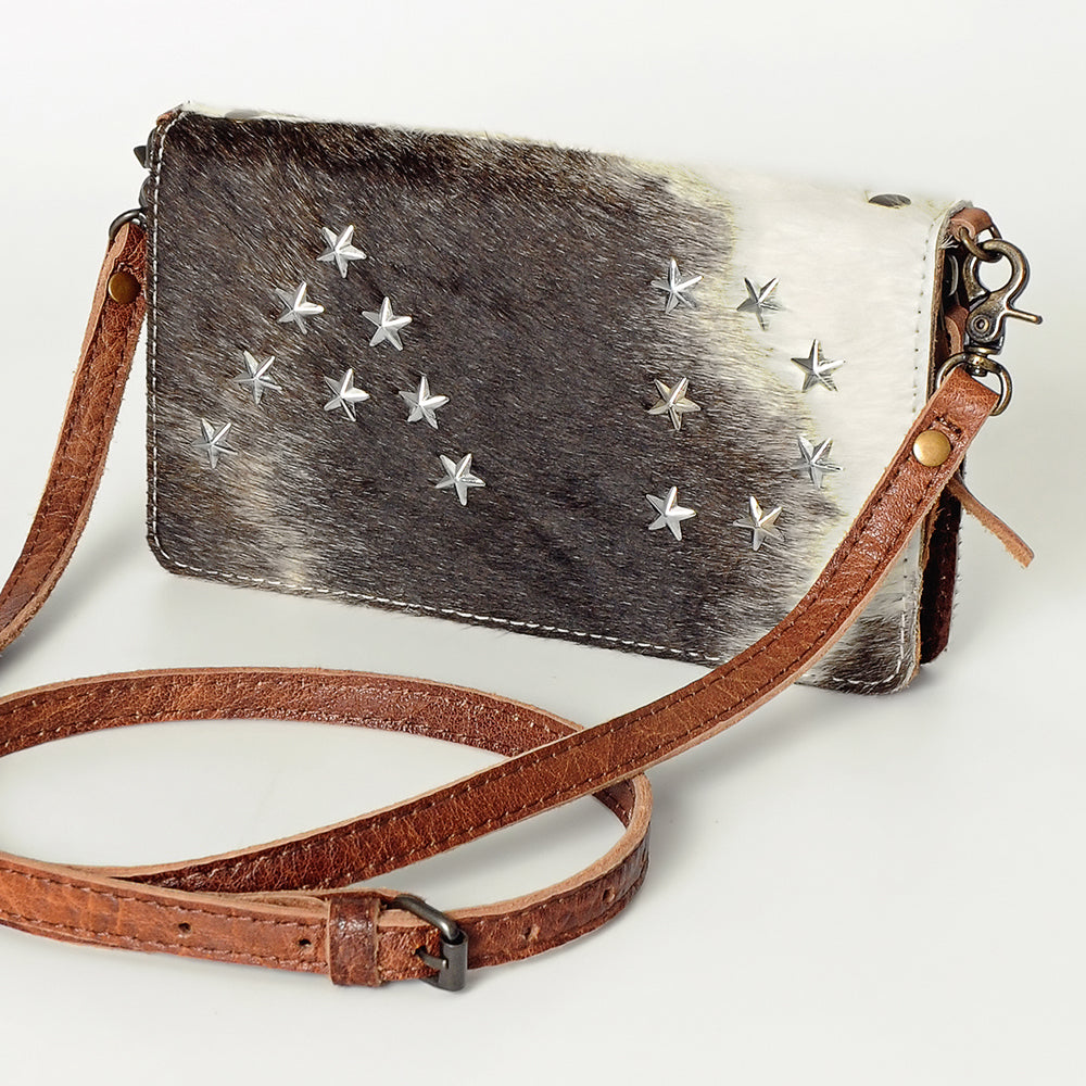 American Darling Small Cross body Bag for Women, Hair-On Cowhide, Rivetted Genuine Leather Western Purse, YKK Zipper