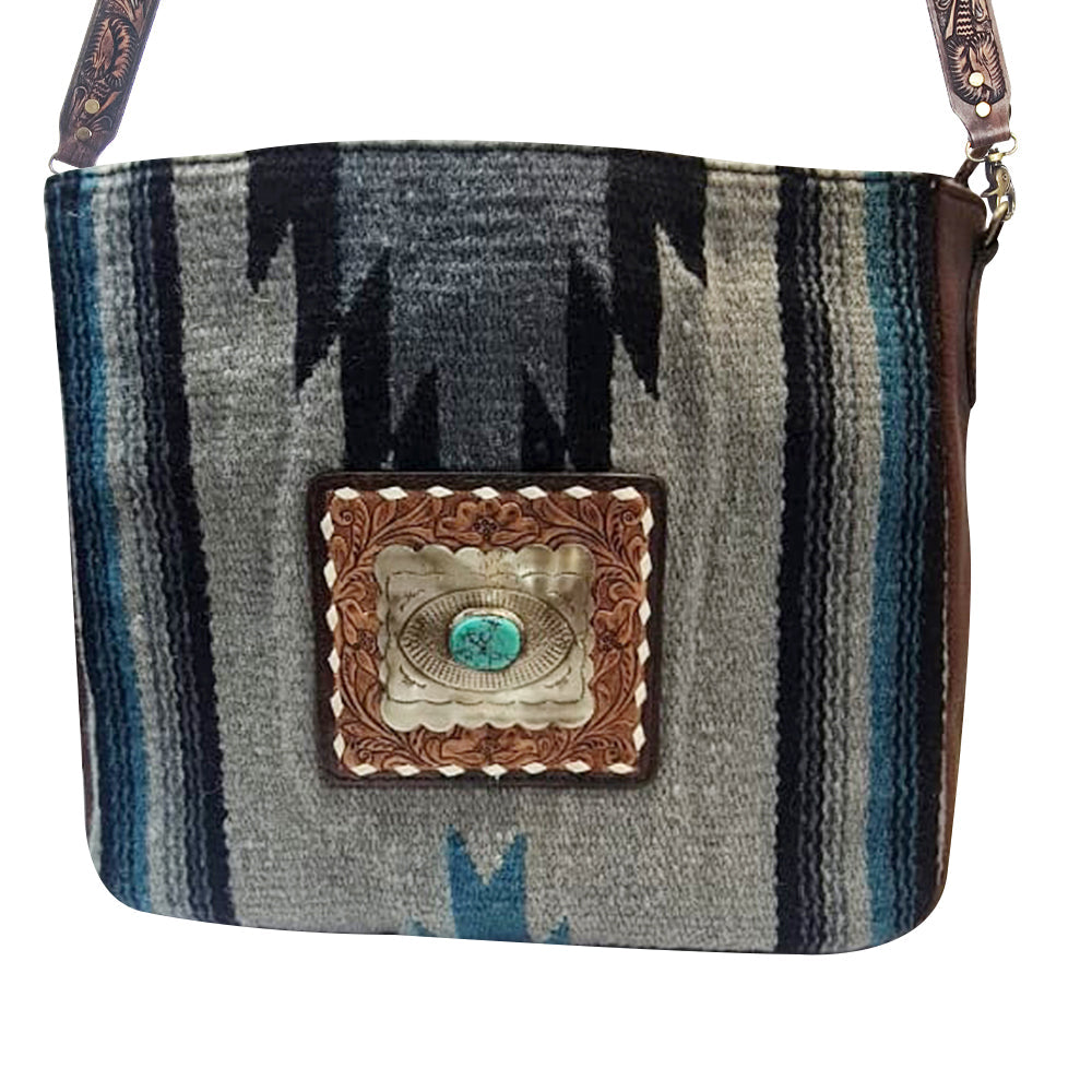 American Darling Messenger Hand Tooled Saddle Blanket Genuine Leather Western Women Bag Handbag Purse | Cute