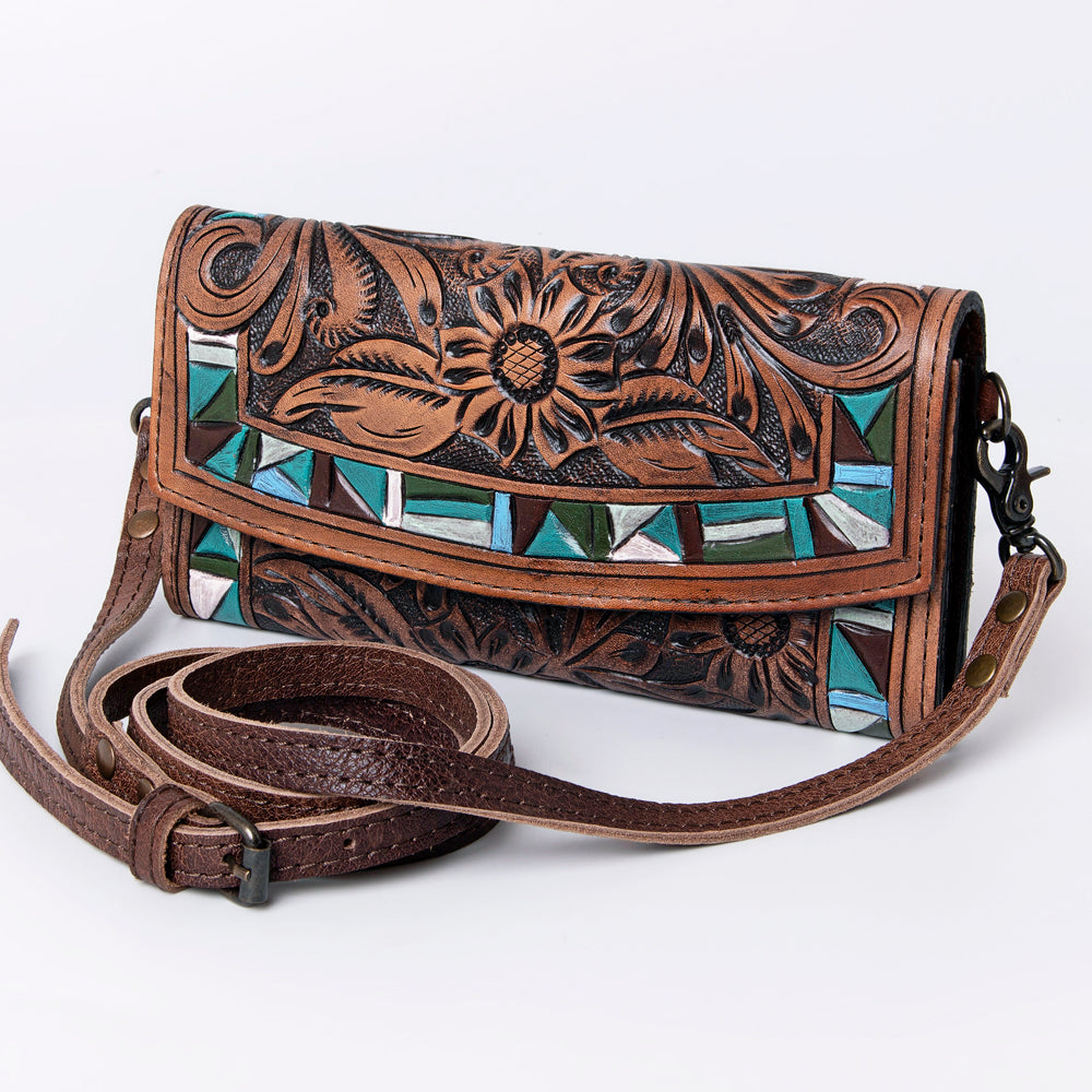 American Darling Wallet Hand Tooled Genuine Leather Western Women Bag | Handbag Purse Wristlet Travel Clutch