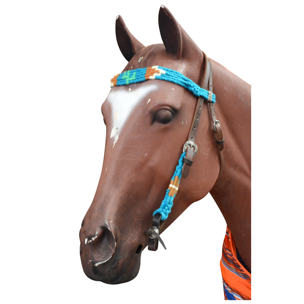 HILASON Cactus Western Wool Headstall & Breast Collar Tack Set Turquoise White | Leather for Horses