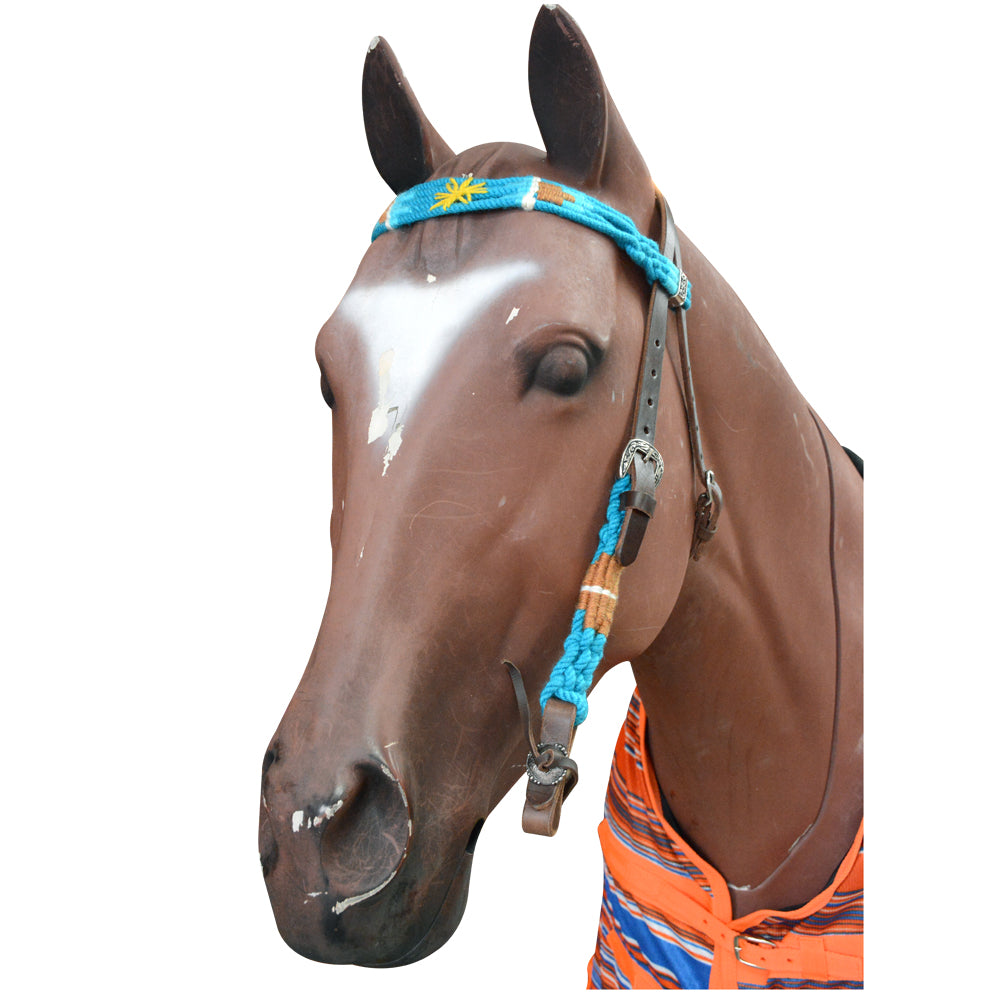 HILASON Cactus Western Wool Headstall & Breast Collar Tack Set Turquoise White | Leather for Horses