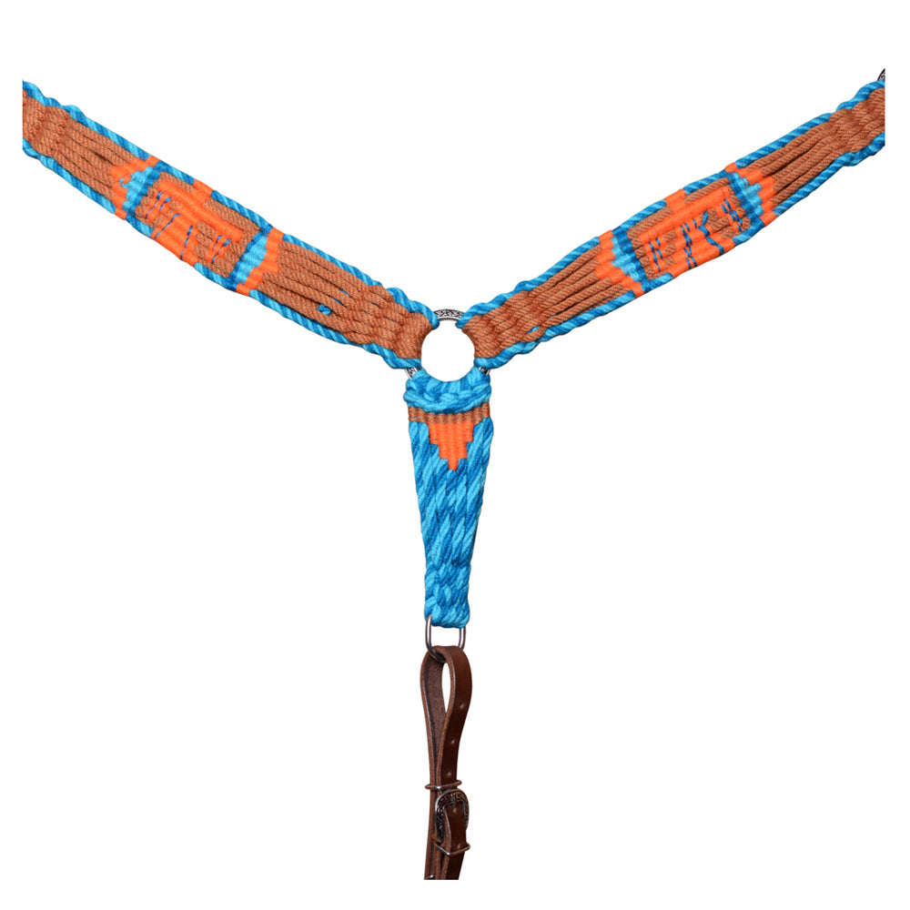 HILASON Western Wool Headstall & Breast Collar Tack Set Turquoise Brown | Leather for Horses