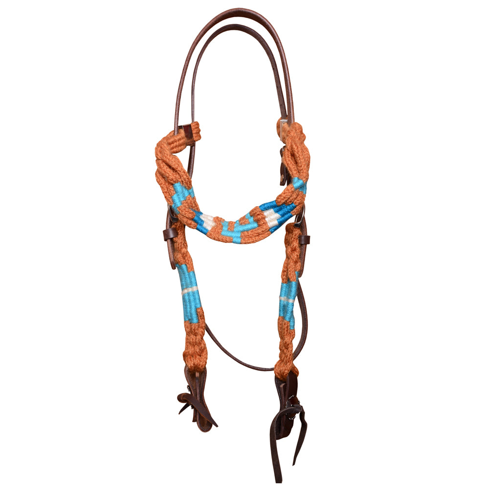 HILASON Cactus Western Wool Headstall & Breast Collar Tack Set Blue Brown | Leather for Horses
