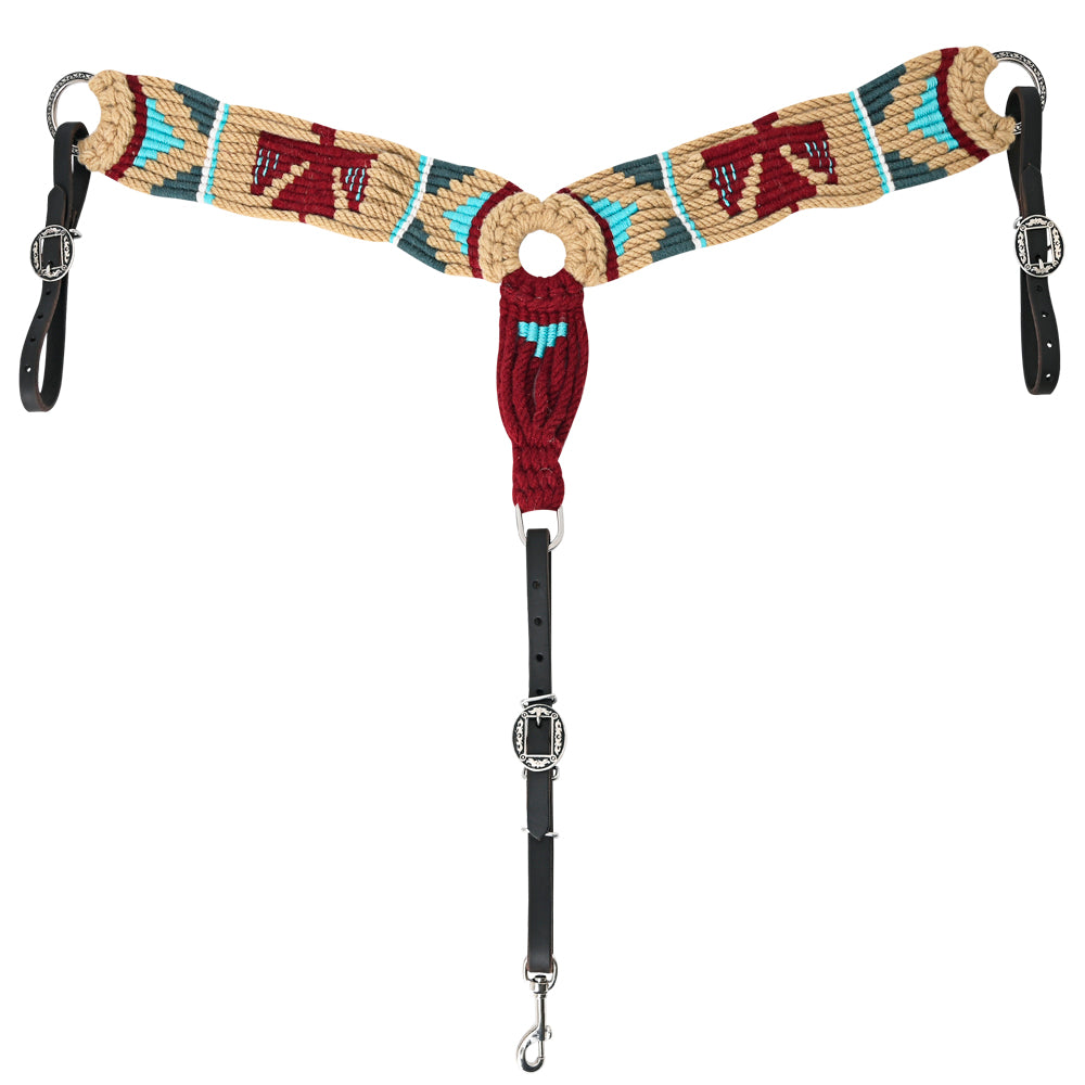 HILASON Western Wool Headstall & Breast Collar Tack Set Tan with Red | Head Stall and