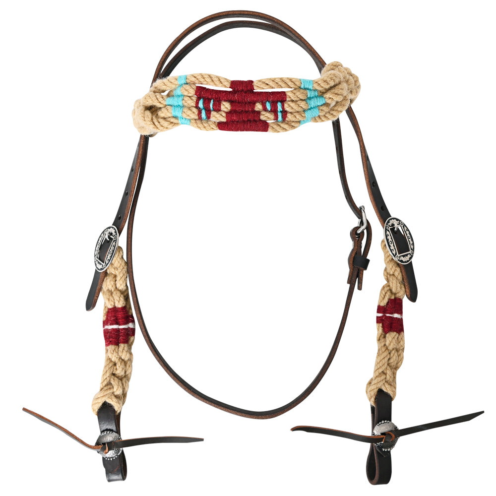 HILASON Western Wool Headstall & Breast Collar Tack Set Tan with Red | Head Stall and