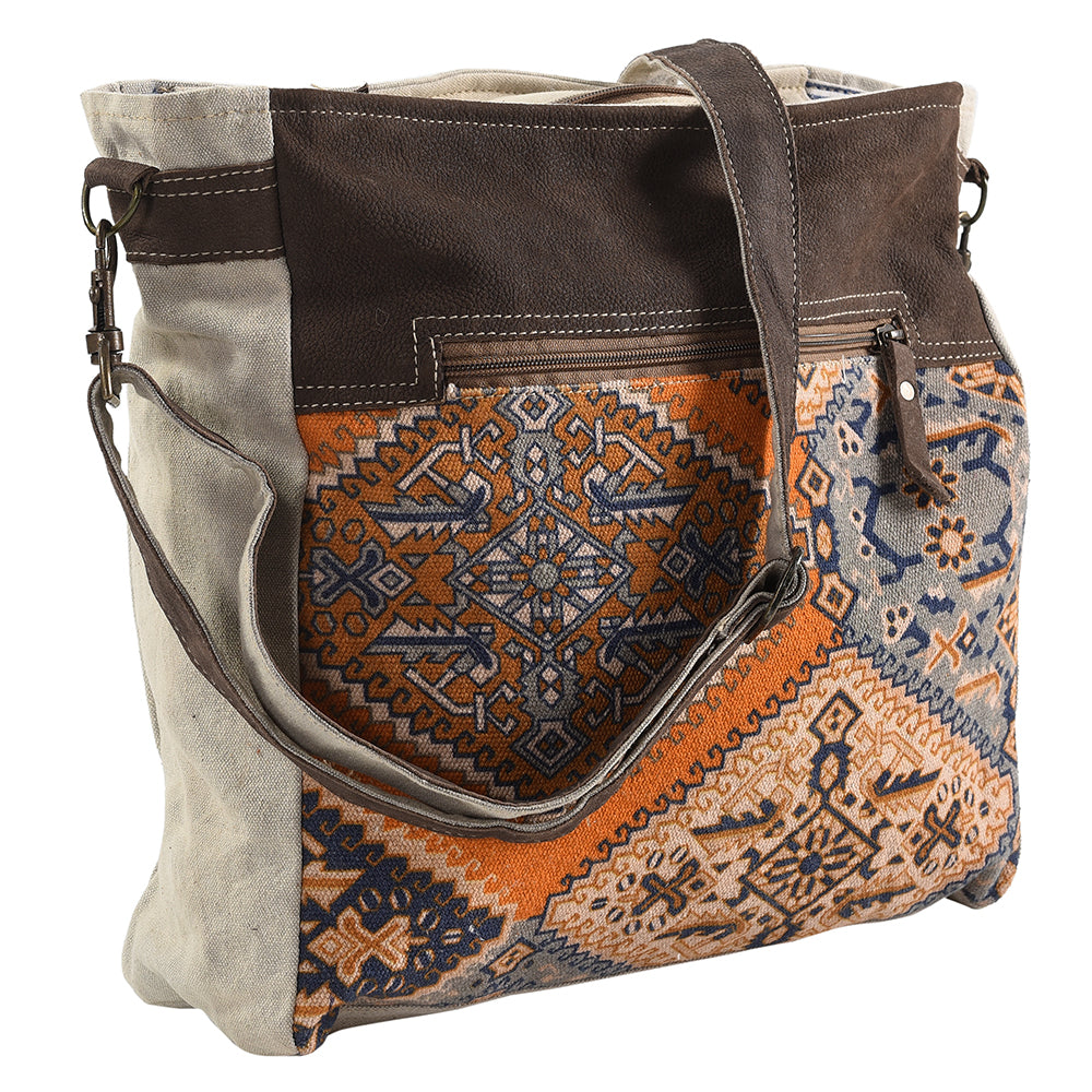 OHLAY Large Crossbody Upcycled Canvas Genuine Leather Women's Bag Western Handbag Purse | Womens Handbags Belt for Women Summer