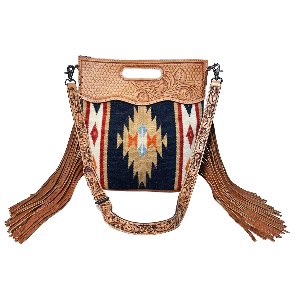 American Darling Clutch Hand Tooled Saddle Blanket Genuine Leather Women Bag Western Handbag Purse