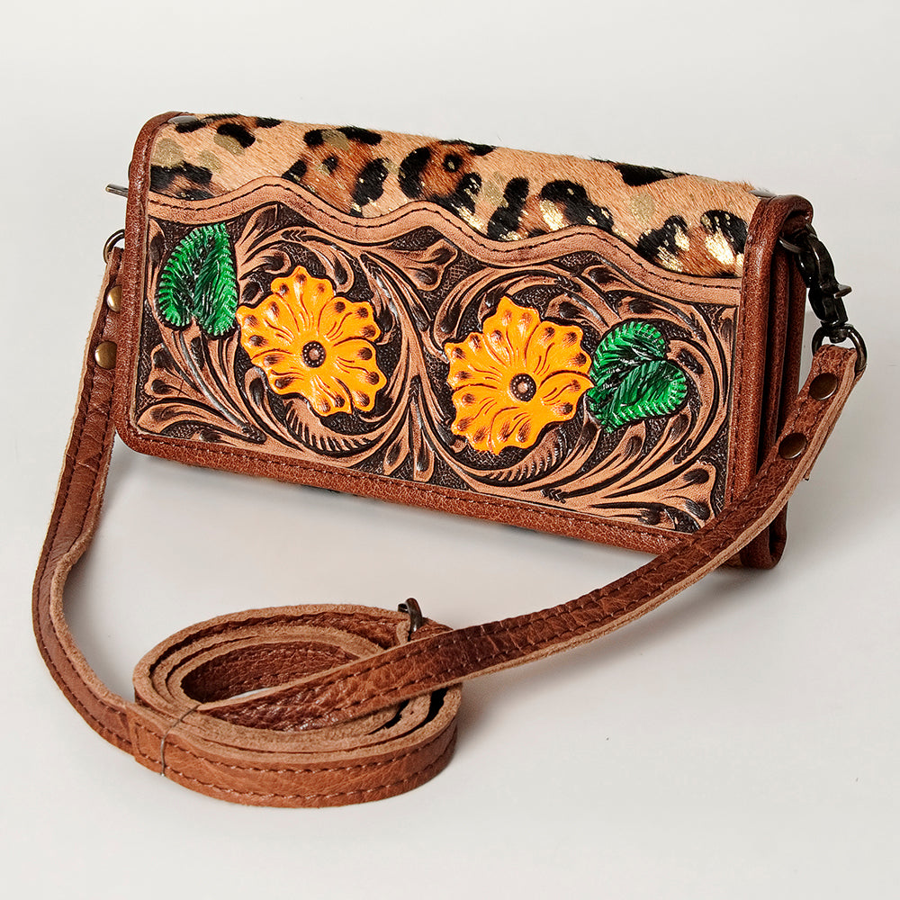 American Darling Wallet Hand Tooled Hair On Genuine Leather Western Women Bag | Handbag Purse Wristlet Travel Clutch