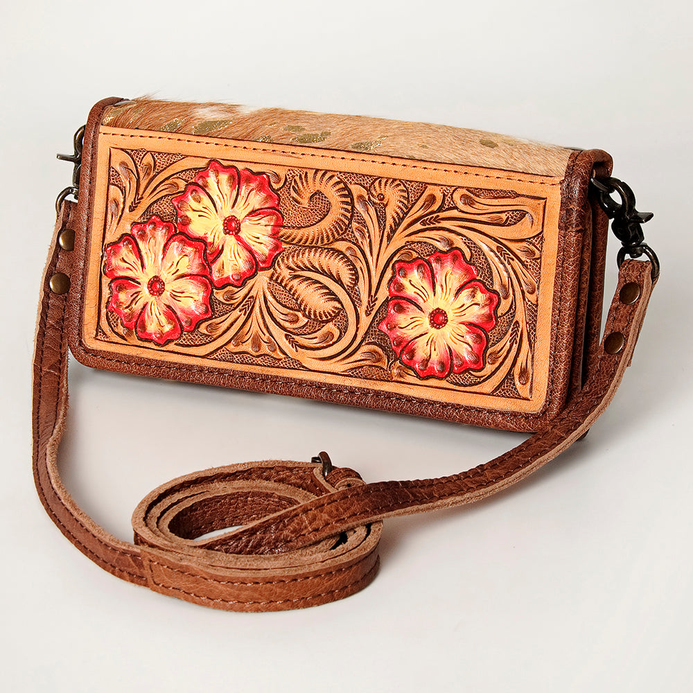 American Darling Wallet Hand Tooled Hair On Genuine Leather Western Women Bag | Handbag Purse Wristlet Travel Clutch