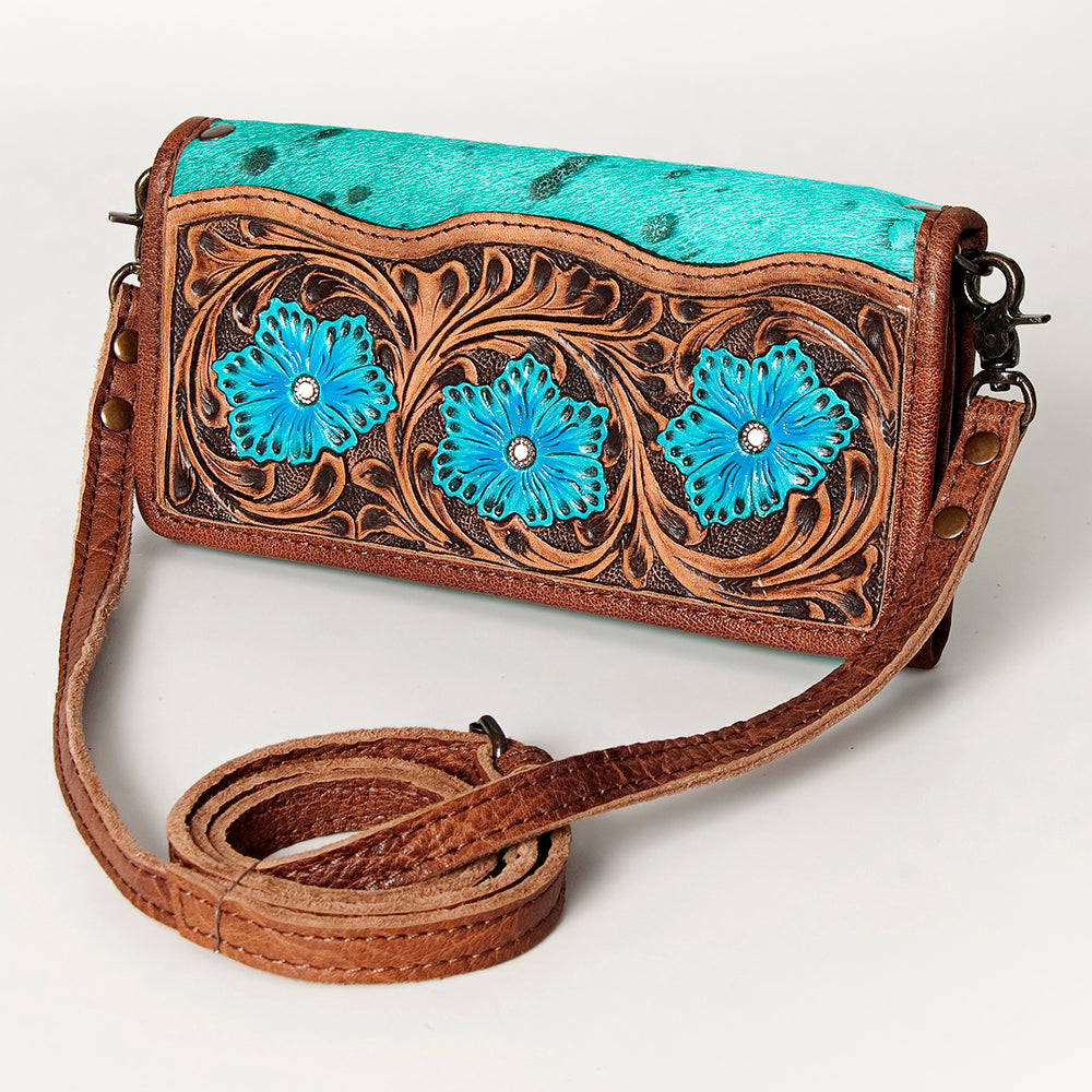 American Darling Wallet Hand Tooled Hair On Genuine Leather Western Women Bag | Handbag Purse Wristlet Travel Clutch