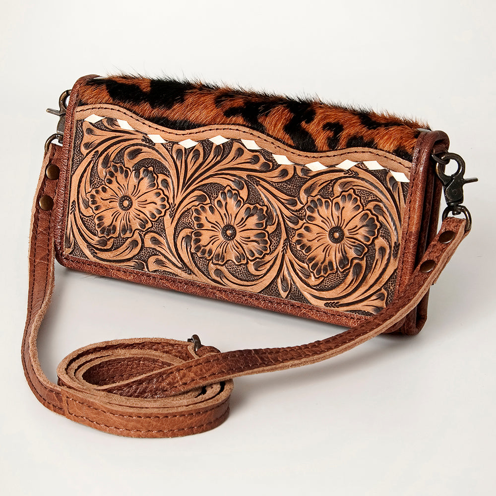 American Darling Wallet Hand Tooled Hair On Genuine Leather Western Women Bag | Handbag Purse Wristlet Travel Clutch