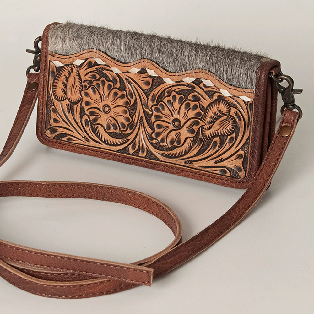 American Darling Western Wallet Bag Hair-On Cowhide Genuine Vegetable Tanned Leather Travel Clutch with YKK Zipper