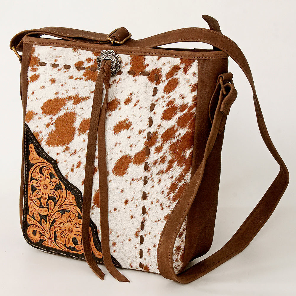 American Darling Cross Body Hand Tooled Hair on-Genuine Leather Western Women Bag Handbag Purse | Crossbody for Cute