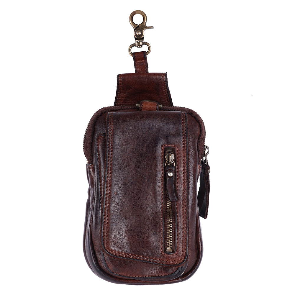 Spaghetti Western Swc203Brn Sling Vintage Handmade Drum Dyed Genuine European Cowhide Leather Women Bag Western Handbag Purse