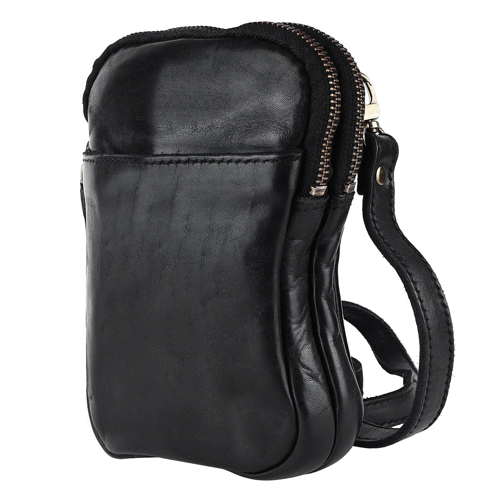 Spaghetti Western Swc205Blk Sling Vintage Handmade Drum Dyed Genuine European Cowhide Leather Women Bag Western Handbag Purse
