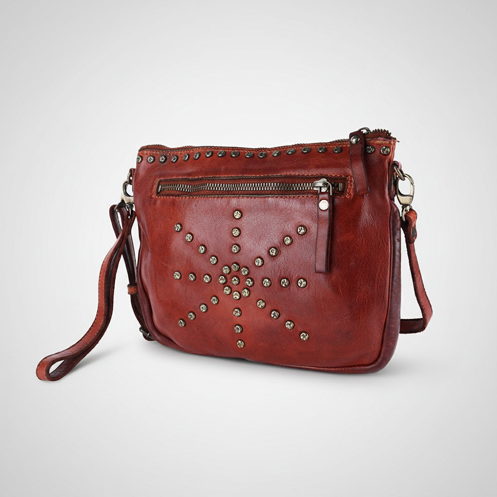 Spaghetti Western Swc207Cg Cross Body I Vintage Handmade Drum Dyed Genuine European Cowhide Leather Women Bag Western Handbag Purse