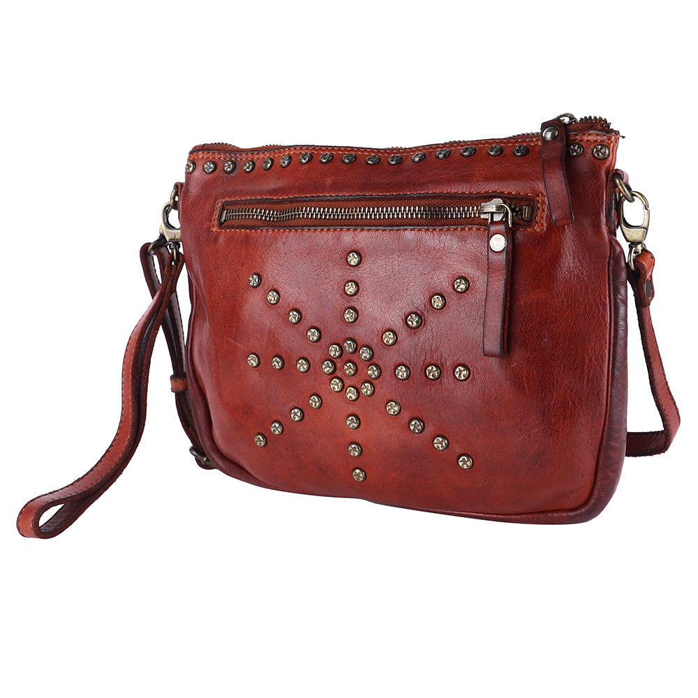 Spaghetti Western Swc207Cg Cross Body I Vintage Handmade Drum Dyed Genuine European Cowhide Leather Women Bag Western Handbag Purse