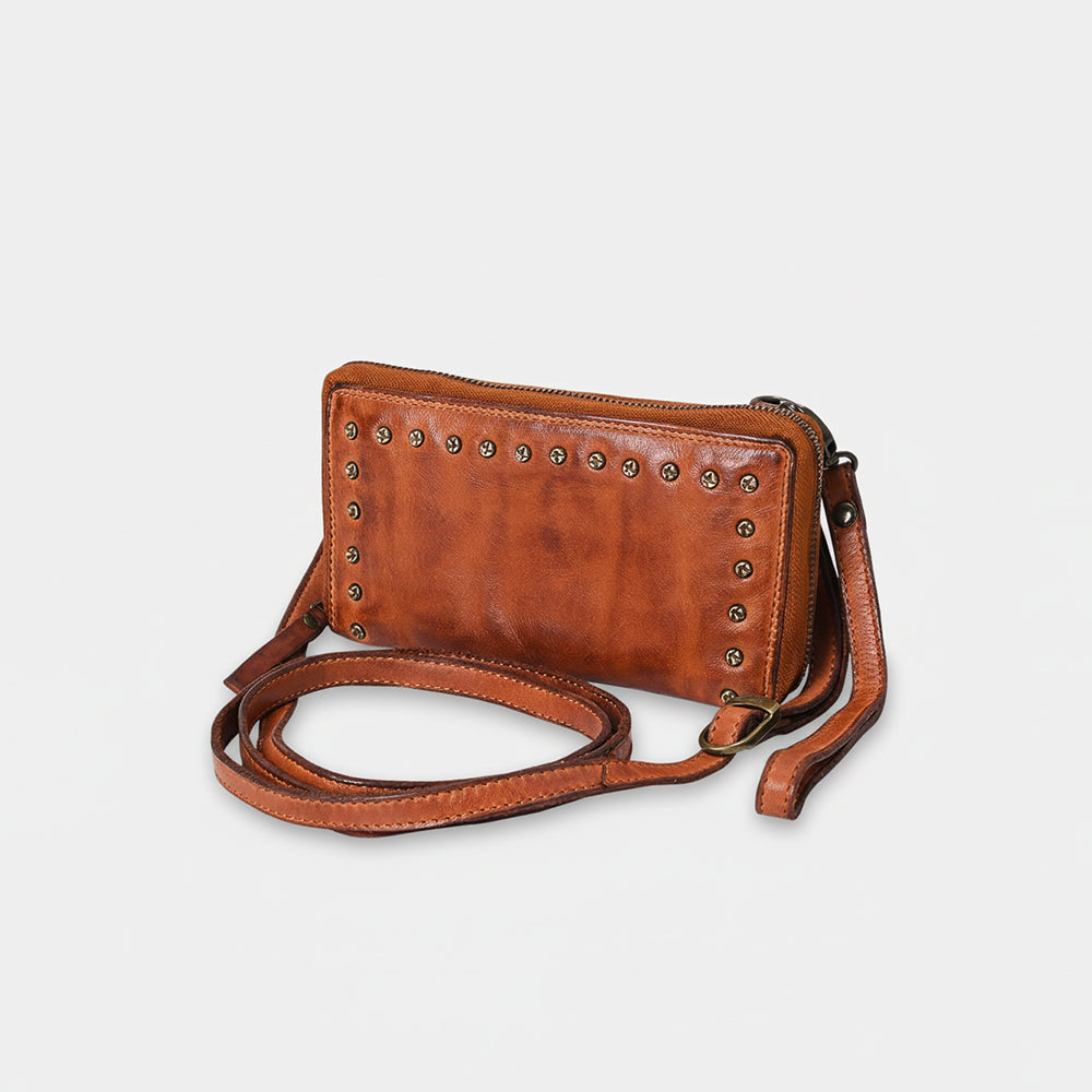 Spaghetti Western Swc212Cg Wallet Vintage Handmade Drum Dyed Genuine European Cowhide Leather Women Bag Western Handbag Purse