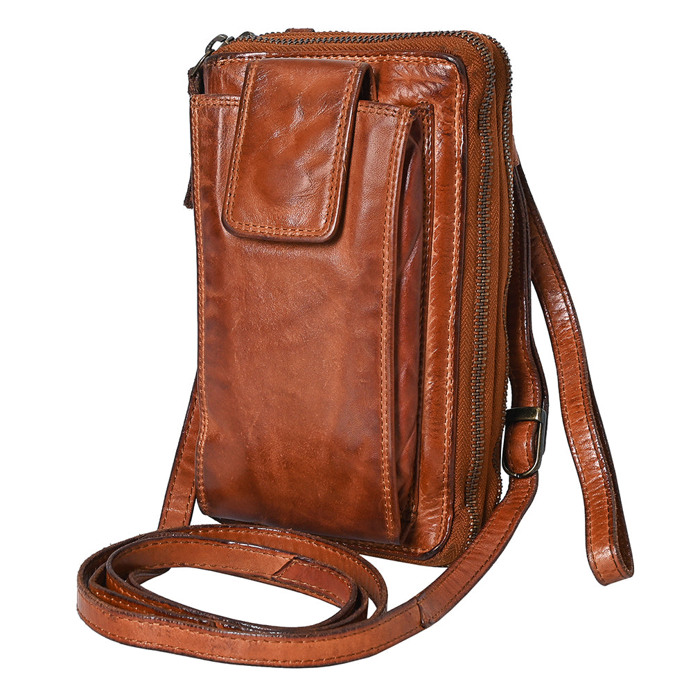 Spaghetti Western Swc213Cg Sling Vintage Handmade Drum Dyed Genuine European Cowhide Leather Women Bag Western Handbag Purse