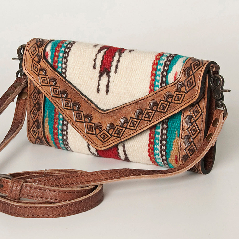 American Darling Envelope Saddle Blanket Hand Tooled Genuine Leather Western Women Bag Handbag Purse | for Cute
