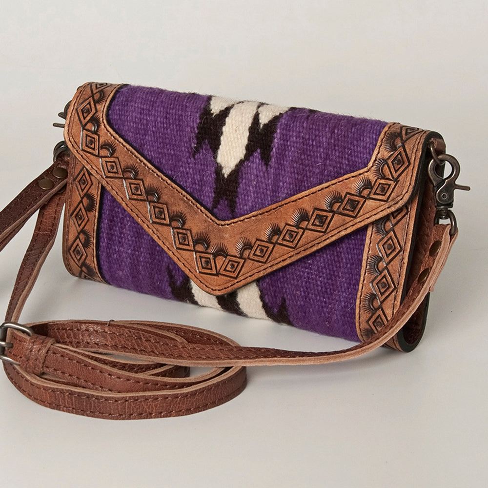 American Darling Envelope Saddle Blanket Hand Tooled Genuine Leather Western Women Bag Handbag Purse | for Cute