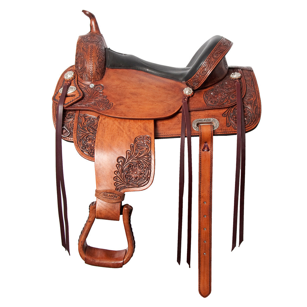 HILASON Western Horse Saddle American Leather Flex Tree Trail & Pleasure Tan