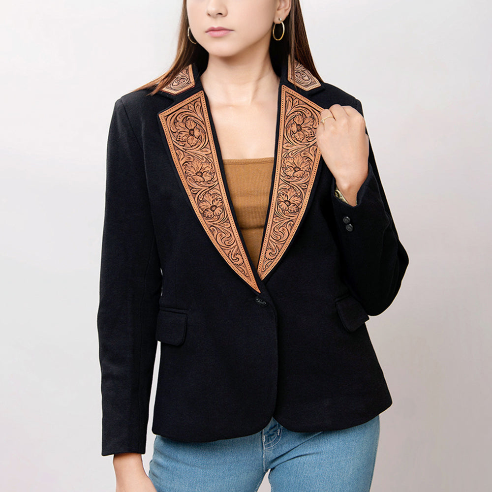 American Darling Genuine leather Hand tooled carved Women Blazer dress jacket ladies Girl | Vintage