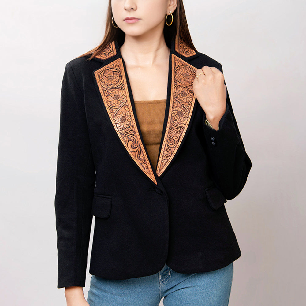 American Darling Genuine leather Hand tooled carved Women Blazer dress jacket | Vintage