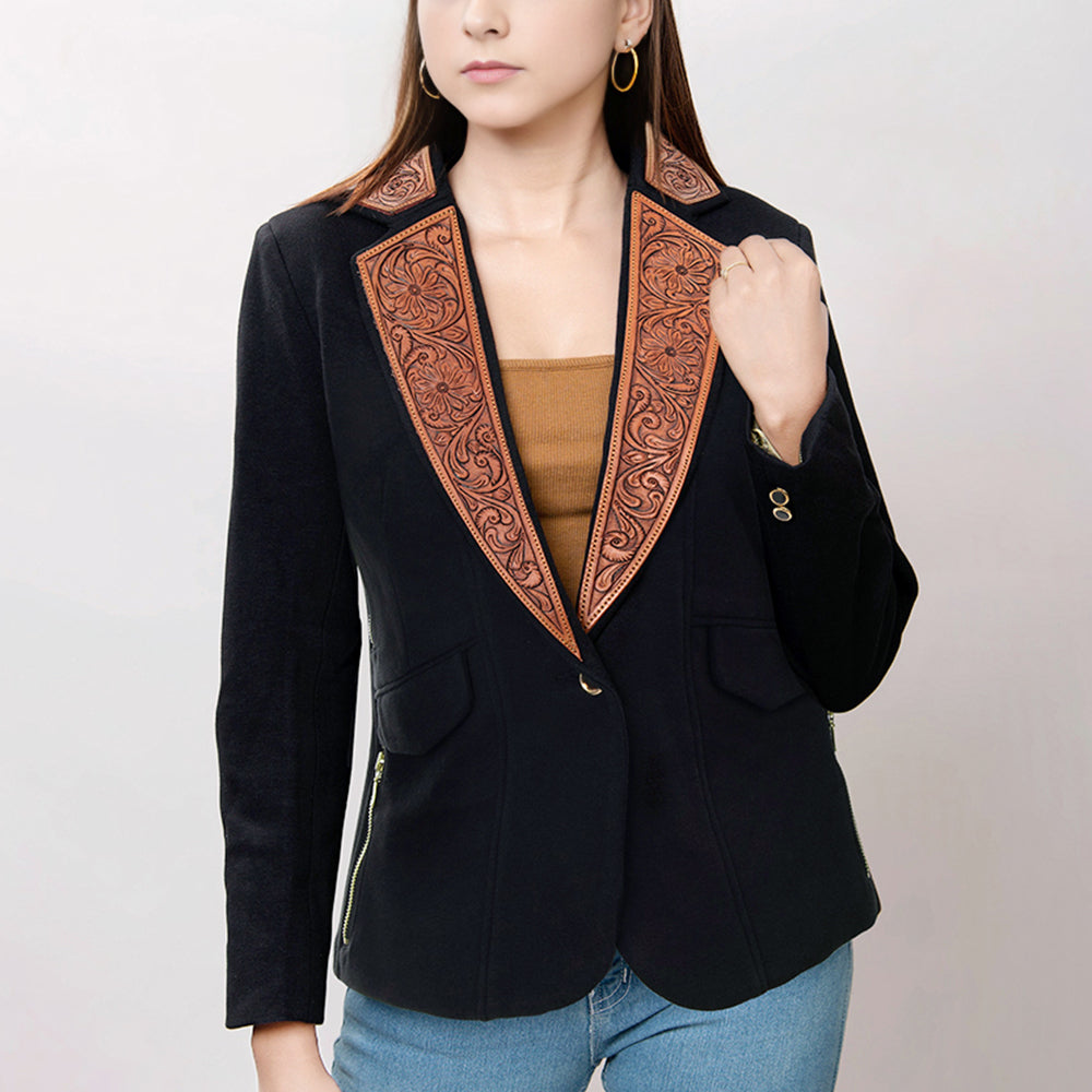 American Darling Genuine leather Hand tooled carved Women Blazer dress jacket | Vintage