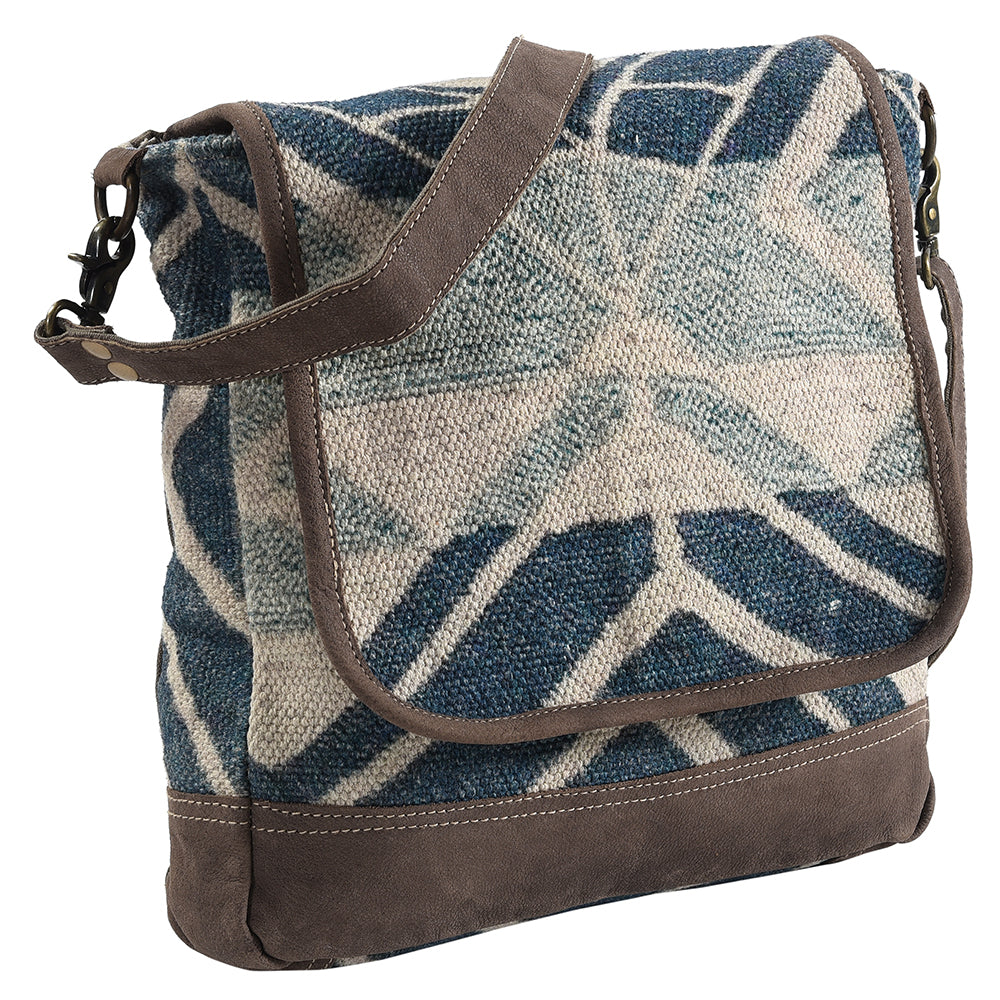 OHLAY Messenger Upcycled Wool Canvas Genuine Leather Women Bag Western Handbag Purse | Womens Handbags Belt for Summer