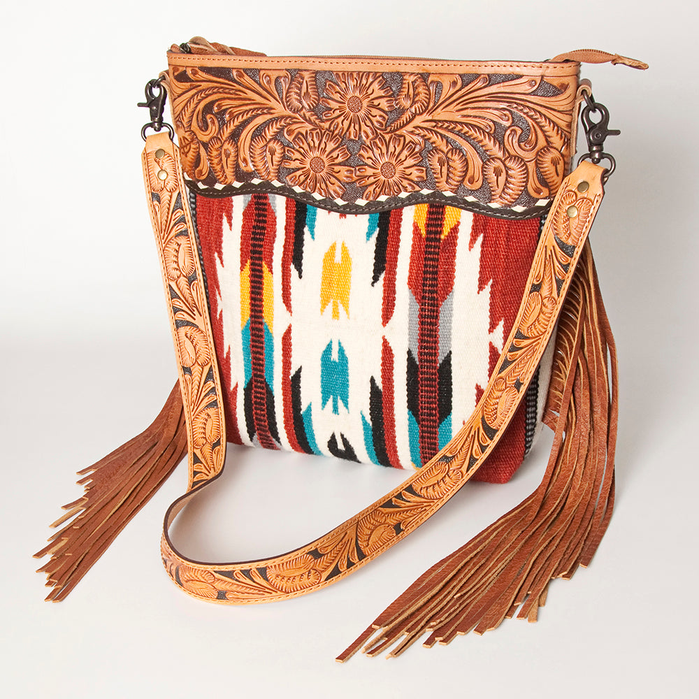American Darling Cross Body Hand Tooled Saddle Blanket Genuine Leather Western Women Bag Handbag Purse | Crossbody for Cute