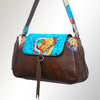 American Darling Cross body Bag, Hand Painted Western Scene, Genuine Vegetable Tanned Leather with Tassels, 8in X 3in X 12in