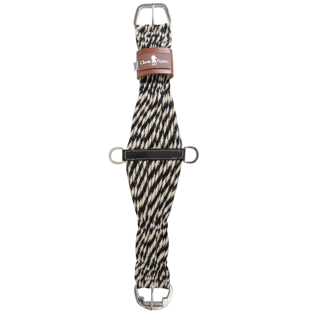 Classic Equine Horse Colored 100 % Mohair 27 Strand Roper Cinch Girth Black