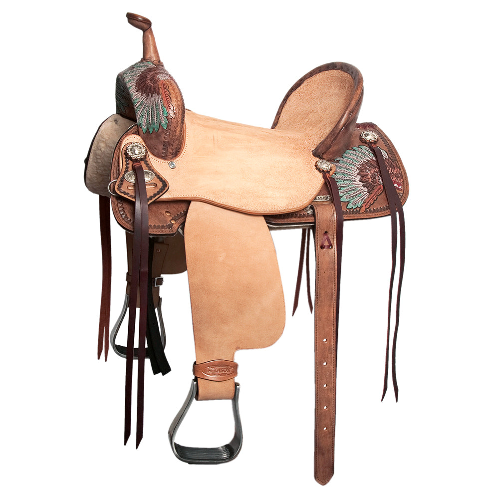 HILASON Flex Tree Western Horse Saddle in American Leather Barrel Trail | for Horses
