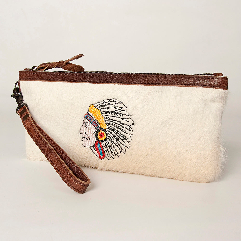 American Darling Wristlet Hair -On Saddle blanket Genuine Leather Western Women Bag | Handbag Purse Travel Clutch
