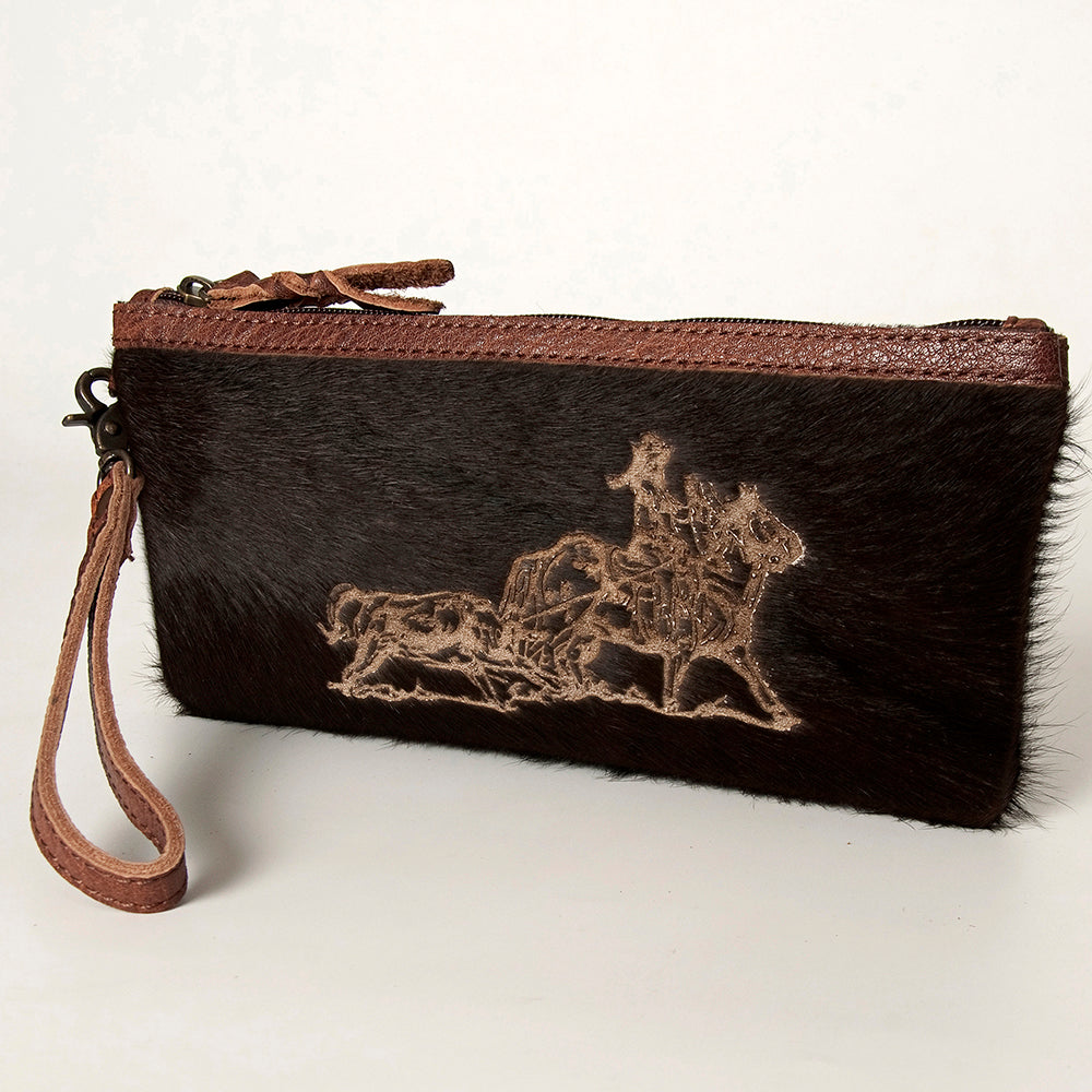 American Darling Wristlet Hair -On Saddle blanket Genuine Leather Western Women Bag | Handbag Purse Travel Clutch