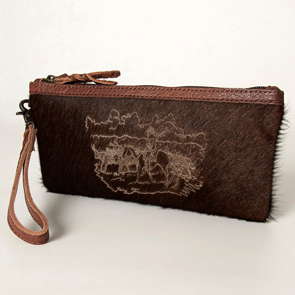 American Darling Wristlet Hair -On Saddle blanket Genuine Leather Western Women Bag | Handbag Purse Travel Clutch