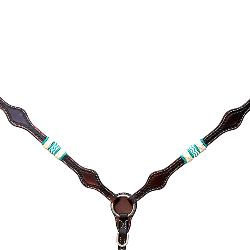 Hilason Western Horse Breast Collar Rawhide Braided American Leather Brown